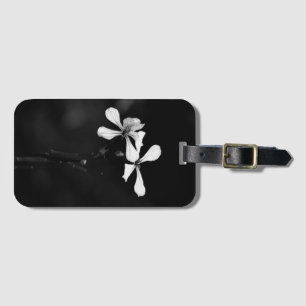 Étiquette À Bagage floral noir et blanc minimal