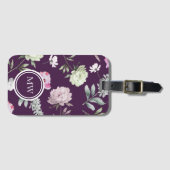 Étiquette À Bagage Floral pourpre (Devant Horizontal)
