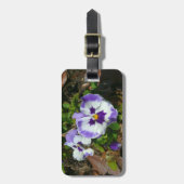 Étiquette À Bagage Floral Purple and White Pansies (Devant Vertical)