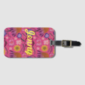 Étiquette À Bagage Floral rose fleur sauvage personnalisé (Devant Horizontal)