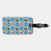 Étiquette À Bagage Floral sans couture motif bleu & rose personnalisé (Dos horizontal)