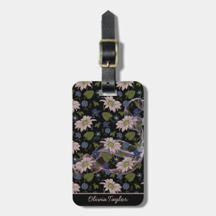 Étiquette À Bagage Floral sans couture motif coloré nom personnalisé