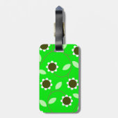 Étiquette À Bagage Floral vert monogramme (Dos Vertical)