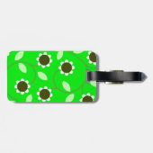Étiquette À Bagage Floral vert monogramme (Dos horizontal)