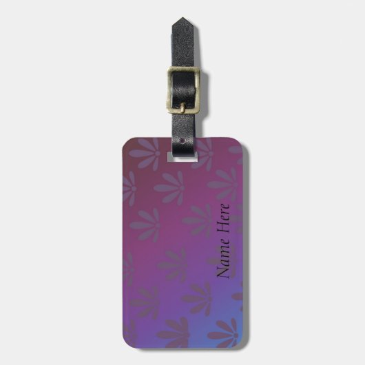 Étiquette À Bagage Floral violet moderne (Devant Vertical)