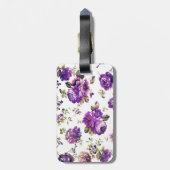 Étiquette À Bagage Floral Violet Motif (Dos Vertical)