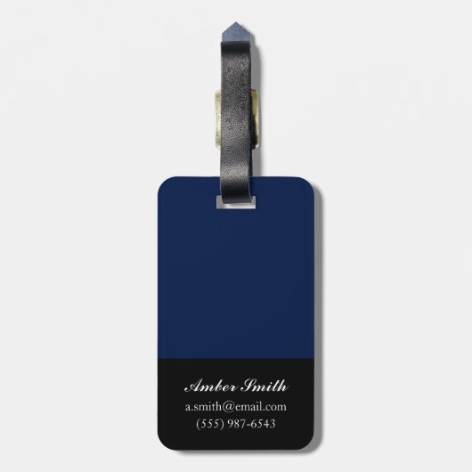 Étiquette À Bagage Florals II de minuit (Dos Vertical)