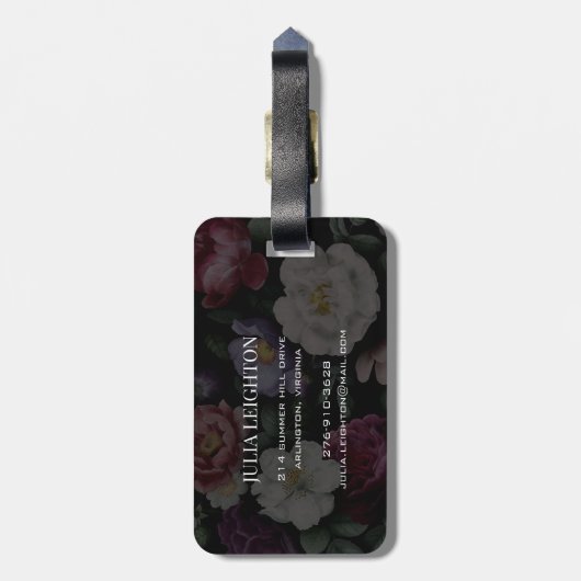 Étiquette À Bagage Flore foncée (Dos Vertical)