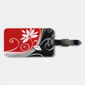 Étiquette À Bagage Flore rouge blanc et noire (Dos horizontal)