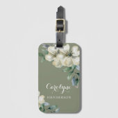 Étiquette À Bagage Flore vert Sage (Devant Vertical)