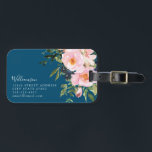Étiquette À Bagage Flores romantiques vintages en bleu Nom personnali<br><div class="desc">Tag de bagage personnalisé Vintage romantique en bleu Nom personnalisé</div>