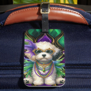 ÉTIQUETTE À BAGAGE FLUFFY CUTE MARDI GRAS PUPPY CHIEN