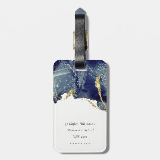 Étiquette À Bagage Fluide Abstrait d'alcool Encre or Parties scintill (Dos Vertical)