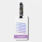 Étiquette À Bagage Flute Instrument Vent Rose Bleu Personnaliser (Dos Vertical)