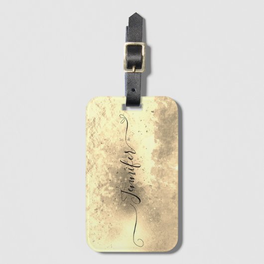 Étiquette À Bagage Foil Look Or Métallo Stylish Chic Calligraphie (Devant Vertical)