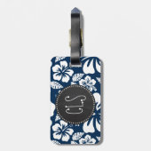 Étiquette À Bagage Foncé Midnight Blue Tropical Chalkboard look (Dos Vertical)