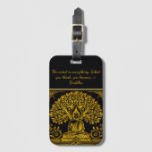 Étiquette À Bagage Fond de feuilles pour Bouddha doré (Devant Vertical)