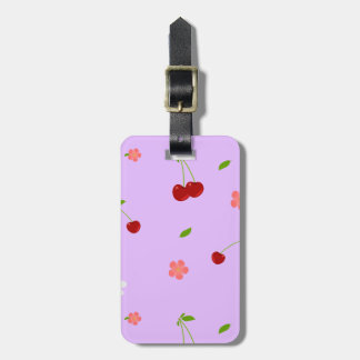 Étiquette À Bagage Fond ludique de fruits et de fleurs de cerisier