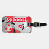 Étiquette À Bagage Football sportif| Texte DO-IT-YOURSELF - Rouge (Devant horizontal)