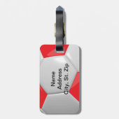 Étiquette À Bagage Football sportif| Texte DO-IT-YOURSELF - Rouge (Dos Vertical)