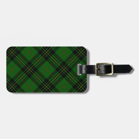 Étiquette À Bagage Forbes tartan vert noir plaid (Devant horizontal)