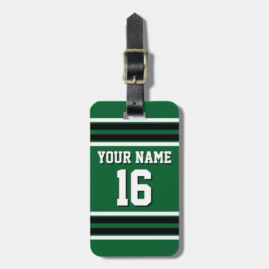 Étiquette À Bagage Forest Green Black Team Jersey Custom (Devant Vertical)