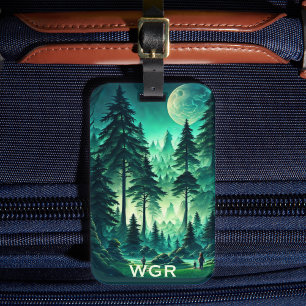 Étiquette À Bagage Forêt au clair de lune