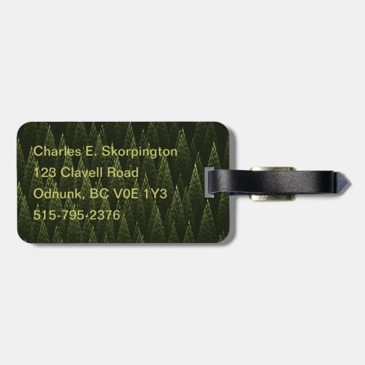Étiquette À Bagage Forêt de conifères fractale (Dos horizontal)