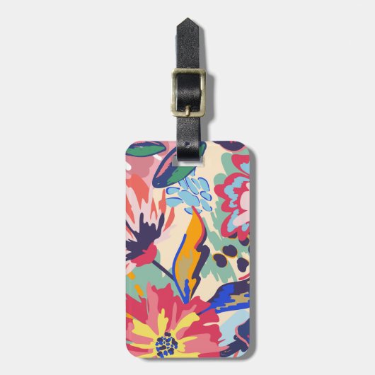 Étiquette À Bagage Forêt et rose (Devant Vertical)