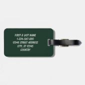 Étiquette À Bagage Forêt solide vert foncé (Dos horizontal)