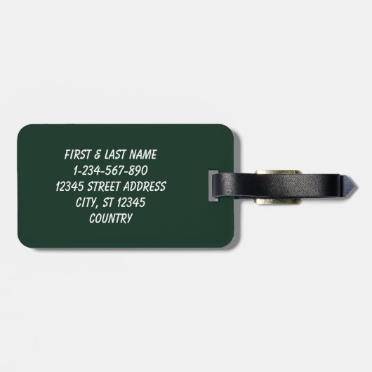 Étiquette À Bagage Forêt solide vert foncé (Dos horizontal)
