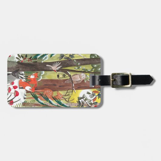Étiquette À Bagage Forêt verte avec des animaux boisés (Devant horizontal)