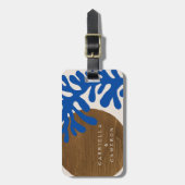 Étiquette À Bagage Formes Abstraites contemporaines Art Blue Tan Nom (Devant Vertical)