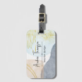 Étiquette À Bagage Formes d'aquarelle Pastel Abstrait Pain d'or (Devant Vertical)