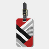Étiquette À Bagage Formes géométriques rouges, grises, blanches et no (Devant Vertical)