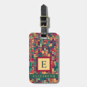 Étiquette À Bagage Formes rouges jaunes vertes personnalisables géomé (Devant Vertical)