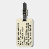 Étiquette À Bagage Formule d'utilisation drôle d'auteur de fiction (Devant Vertical)