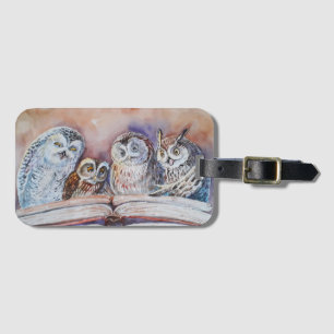 Étiquette À Bagage Four reading owls
