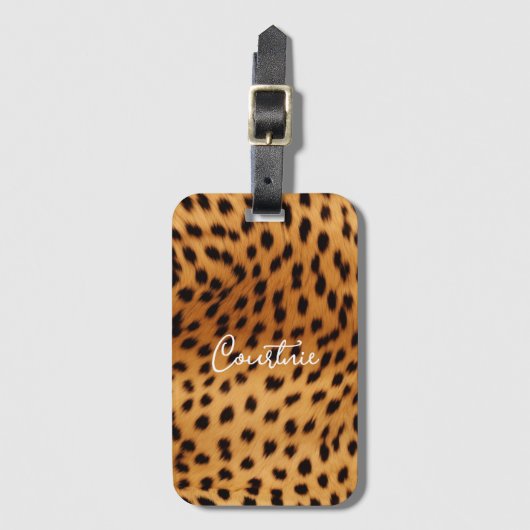 Étiquette À Bagage Fourrure d'animal guépard (Devant Vertical)