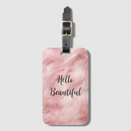 Étiquette À Bagage Fourrure d'animal rose (Devant Vertical)