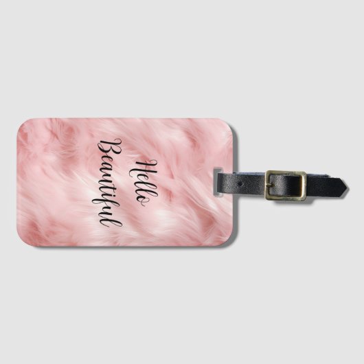 Étiquette À Bagage Fourrure d'animal rose (Devant Horizontal)