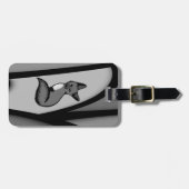 Étiquette À Bagage Fox Design d'art moderne en argent (Devant horizontal)