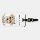 Étiquette À Bagage Fox floral | ajoutent votre nom (Devant horizontal)