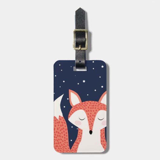 Étiquette À Bagage Fox nuit étoiles (Devant Vertical)