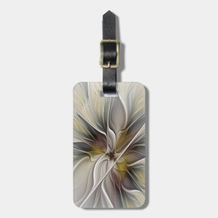 Étiquette À Bagage Fractal floral, fleur de fantaisie aux couleurs de