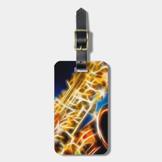 Étiquette À Bagage Fractale de saxophone (Devant Vertical)