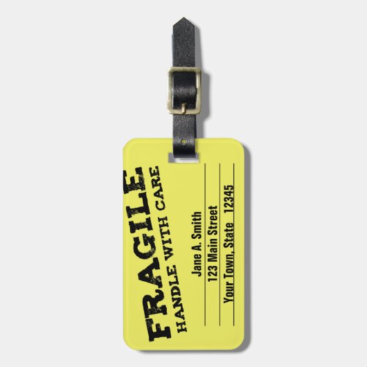 Étiquette À Bagage Fragile, manipulez avec soin, jaune (Devant Vertical)