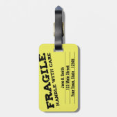 Étiquette À Bagage Fragile, manipulez avec soin, jaune (Dos Vertical)