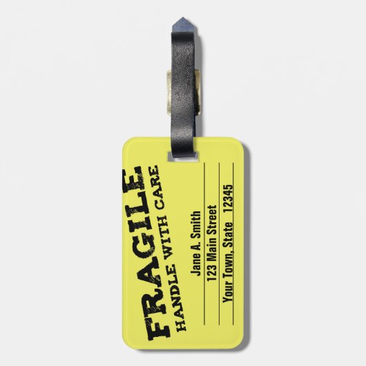 Étiquette À Bagage Fragile, manipulez avec soin, jaune (Dos Vertical)
