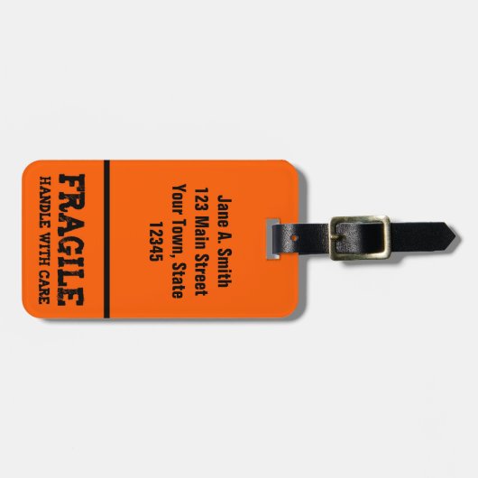 Étiquette À Bagage Fragile, manipulez avec soin, orange (Devant horizontal)